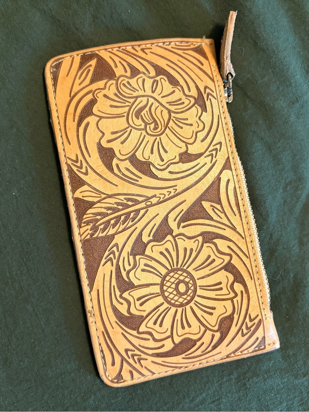 Idyllwind Floral Tooled Leather wallet in Tan and Brown